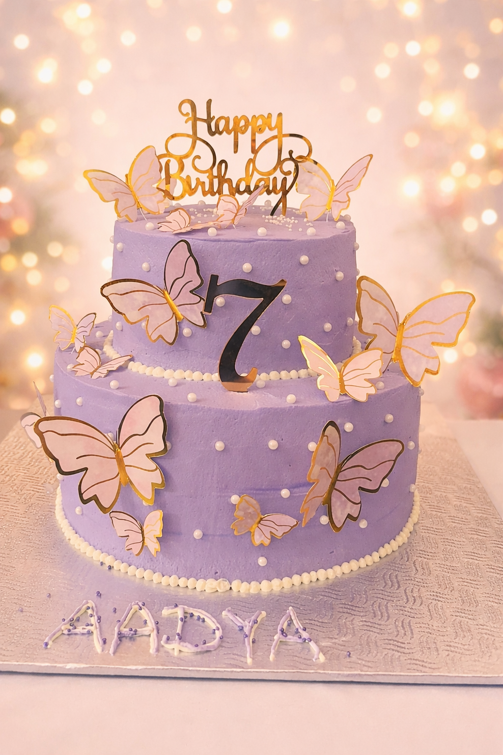 Elegant two-tier custom fresh cream cake for special occasions